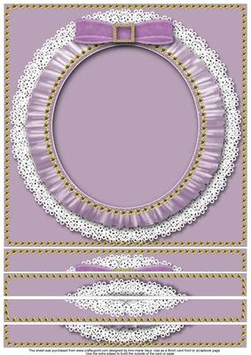 Lilac 8 x 8inch Square Lace Ruffle Card Front
