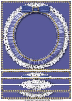 Muted Blue 8 x 8inch Square Lace Ruffle Card Front
