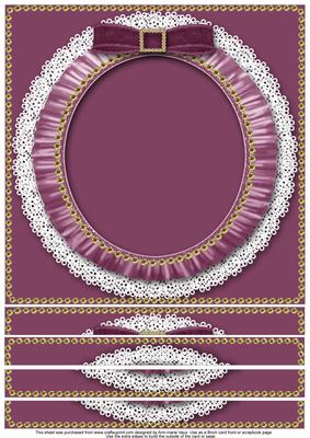 Muted Rose 8 x 8inch Square Lace Ruffle Card Front