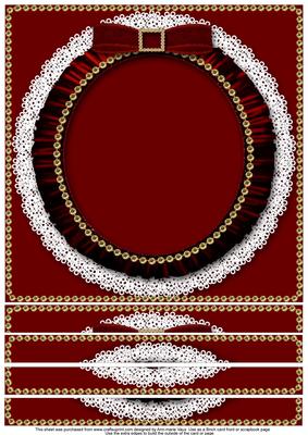 Red 8 x 8inch Square Lace Ruffle Card Front
