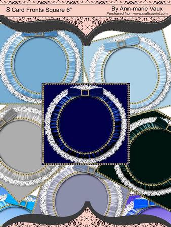 Blue Tones 6inch Square Lace Ruffle Card Front Kit