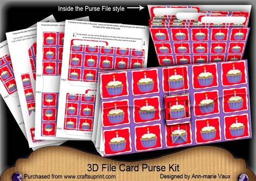 Blue Cupcake 3D File Purse Mini Kit