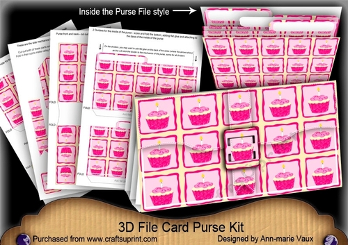 Pink Cupcake 3D File Purse Mini Kit