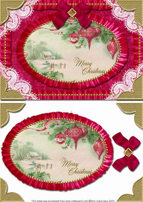 Merry Christmas Baubles Lace N Ruffles Card Front