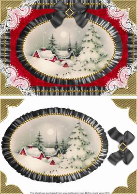 Christmas View Lace N Ruffle Card Front Step by Step