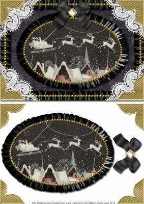 Christmas Night Lace N Ruffles Card Front Step by Step