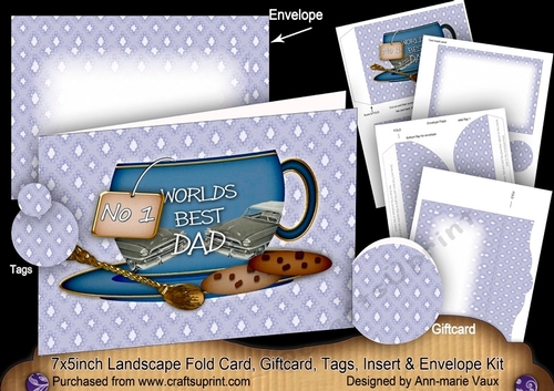 No1 Dad Cup 7x5inch Landscape Card & Envelope Mini Kit