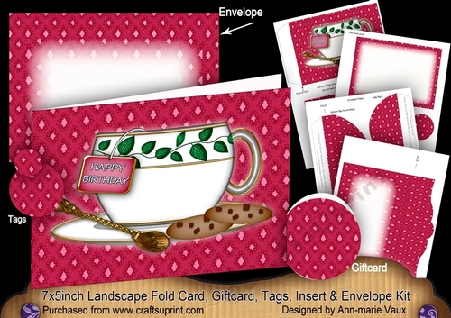 Ivy Cup Happy Birthday 7x5inch Landscape Card & Envelope Mini Kit