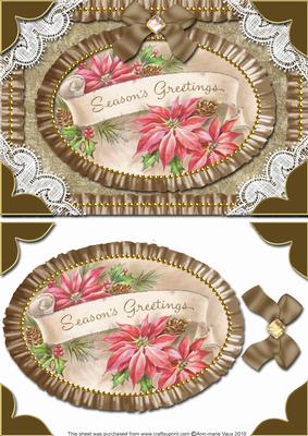Seasons Greetings Poinsettias Lace N Ruffles Card Front
