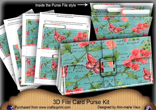 Dusky Teal Sweet Pea 3D File Purse Mini Kit