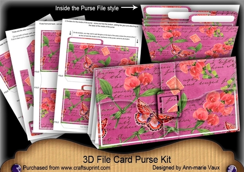 Cerise Sweet Pea 3D File Purse Mini Kit