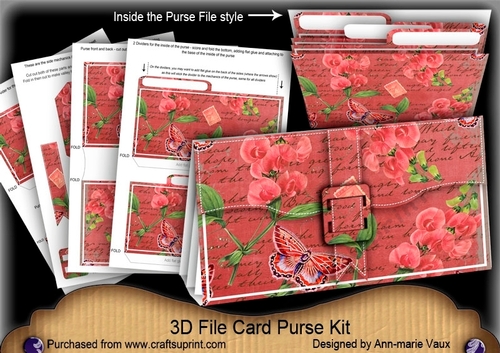 Dark Red Sweet Pea 3D File Purse Mini Kit