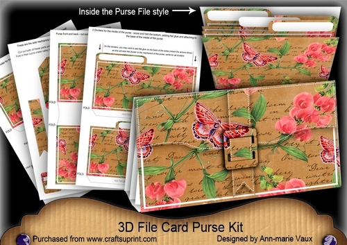 Vintage Tea Sweet Pea 3D File Purse Mini Kit