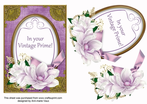 Lilac In Vintage Prime Magnolia 7x5in Oval Decoupage Topper