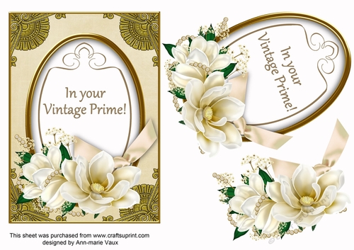 Cream In Vintage Prime Magnolia 7x5in Oval Decoupage Topper