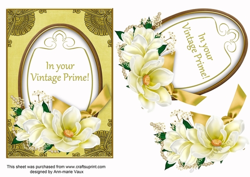 Lemon In Vintage Prime Magnolia 7x5in Oval Decoupage Topper