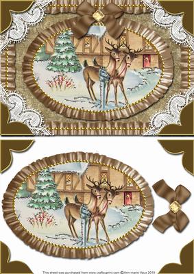 Christmas Reindeer Lace N Ruffles Card Front Step by Step