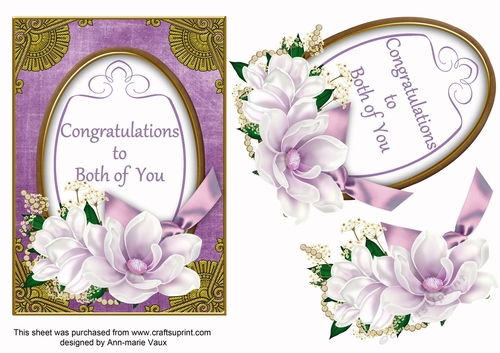 Lilac Congratulations Both Magnolia 7x5in Oval Decoupage Topper