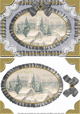 Silent Night Church Lace N Ruffles Card Front Step by Step