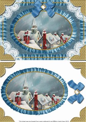 Christmas Rooftops Lace N Ruffles Card Front Step by Step