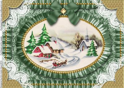 Christmas Landscape Lace N Ruffles A4 Picture Sheet