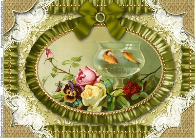 Floral Fishbowl Lace N Ruffles A4 Picture Sheet
