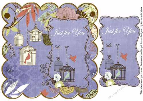 Blue Birdcage Just for You 8in Scallop Topper