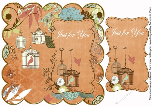 Burnt Orange Birdcage Just for You 8in Scallop Topper