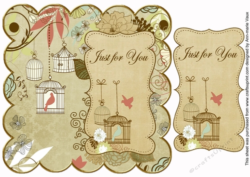 Cream Birdcage Just for You 8in Scallop Topper