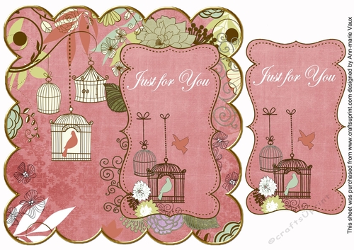 Pink Birdcage Just for You 8in Scallop Topper