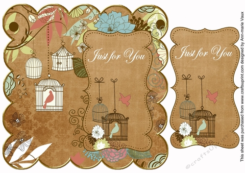 Vintage Tea Birdcage Just for You 8in Scallop Topper
