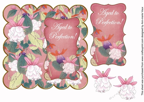Pink Fuchsia Aged to Perfection 7in Decoupage Scallop Topper