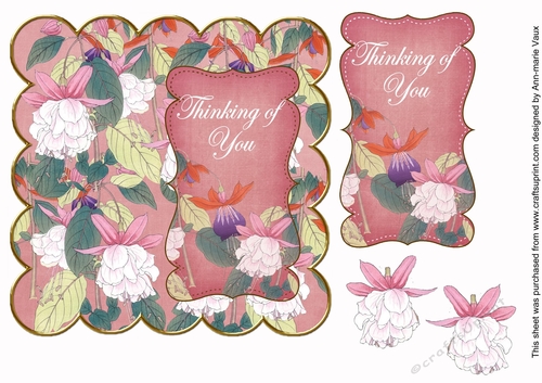 Pink Fuchsia Thinking of You 7in Decoupage Scallop Topper