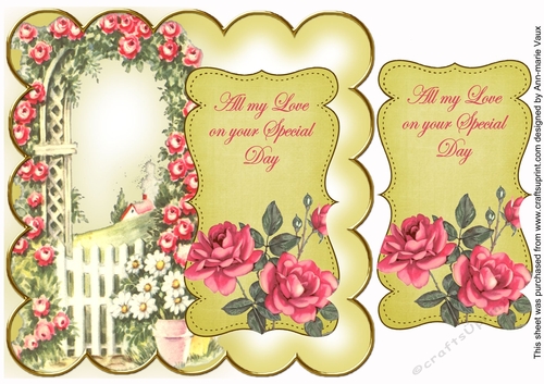 Lemon Rose Arch Love on Special Day 8in Scallop Topper