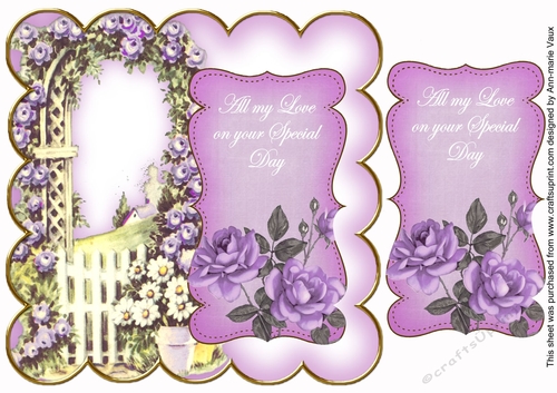 Lilac Rose Arch Love on Special Day 8in Scallop Topper