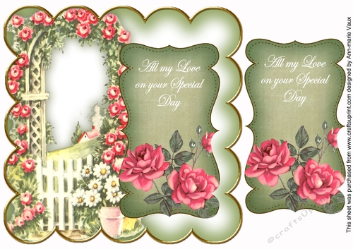 Olive Rose Arch Love on Special Day 8in Scallop Topper
