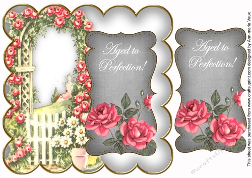 Silver Rose Arch Aged to Perfection 8in Scallop Topper