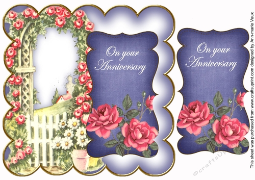 Dark Blue Rose Arch Your Anniversary 8in Scallop Topper