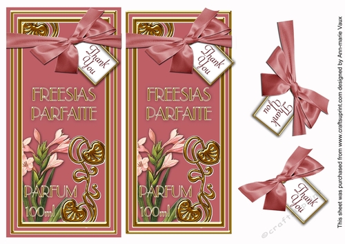 Freesias Pink Thank You DL Top Down Topper