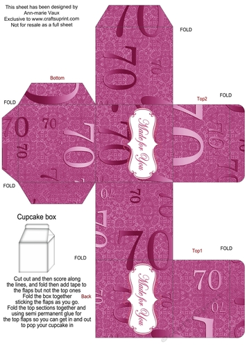 Cerise Age 70 Single Cupcake Presentation Box