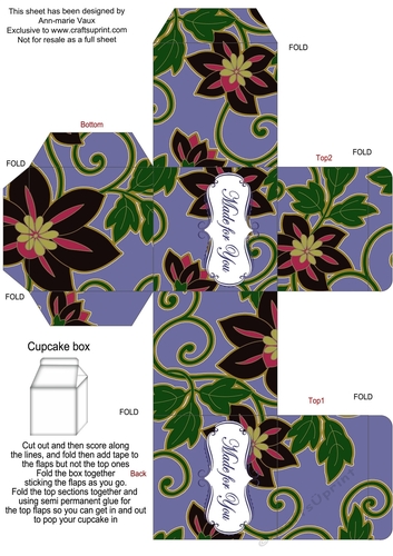 Dark Blue Island Bloom Single Cupcake Presentation Box
