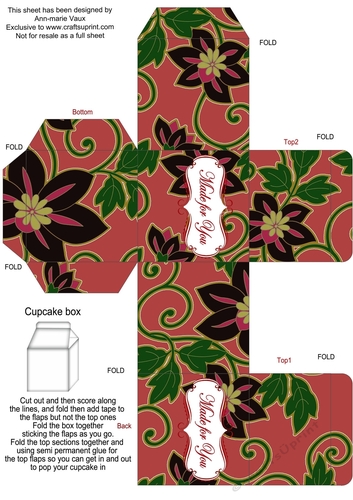 Dark Red Island Bloom Single Cupcake Presentation Box