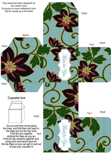 Dusky Teal Island Bloom Single Cupcake Presentation Box