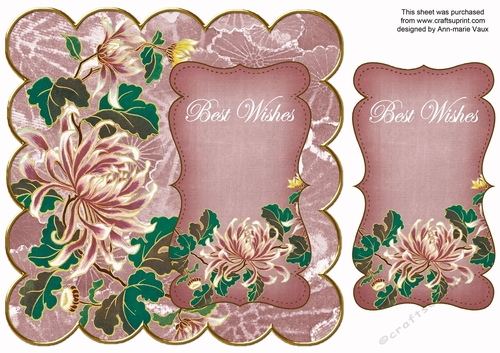 Pink Oriental Lotus Best Wishes 8in Scallop Topper