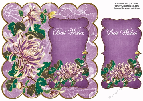 Purple Oriental Lotus Best Wishes 8in Scallop Topper