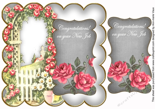 Silver Rose Arch Congratulations New Job 8in Scallop Topper