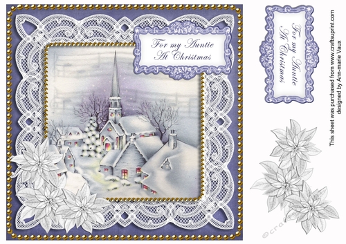 Blue Village My Auntie Christmas 8in Decoupage Topper