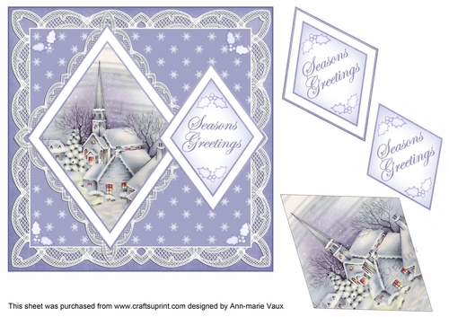 Blue Village Seasons Greetings 7in Double Diamond Topper