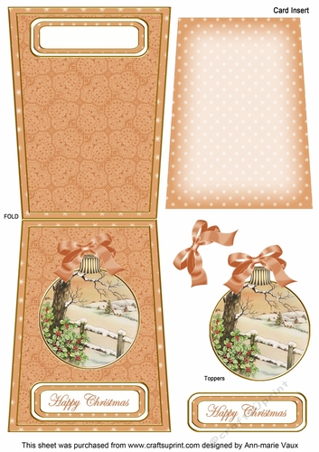 Winters Tale Happy Christmas 5.5inch Bauble Decoupage Card