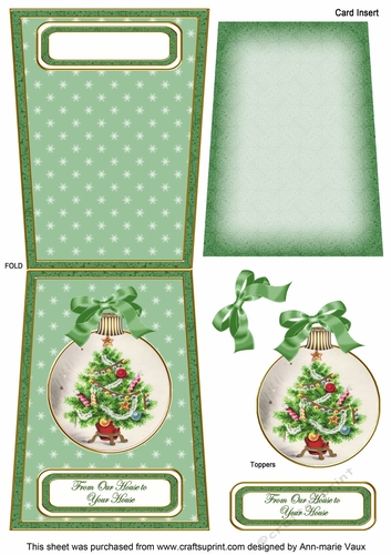 Christmas Tree Our House to Your House 5.5inch Bauble Decoupage Card